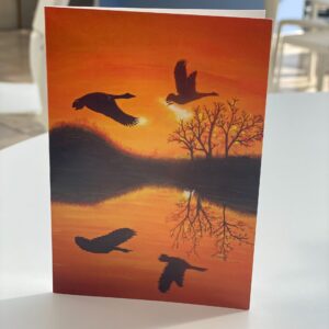 Birds in Sunset Greetings Card